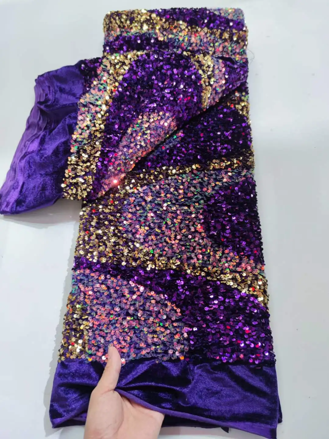 

High-End Handmade Beaded Fabric Embroidery Velvet Cloth Fabrics For Autumn Winter Stage Wedding Dress Embroidered Luxury Fabric