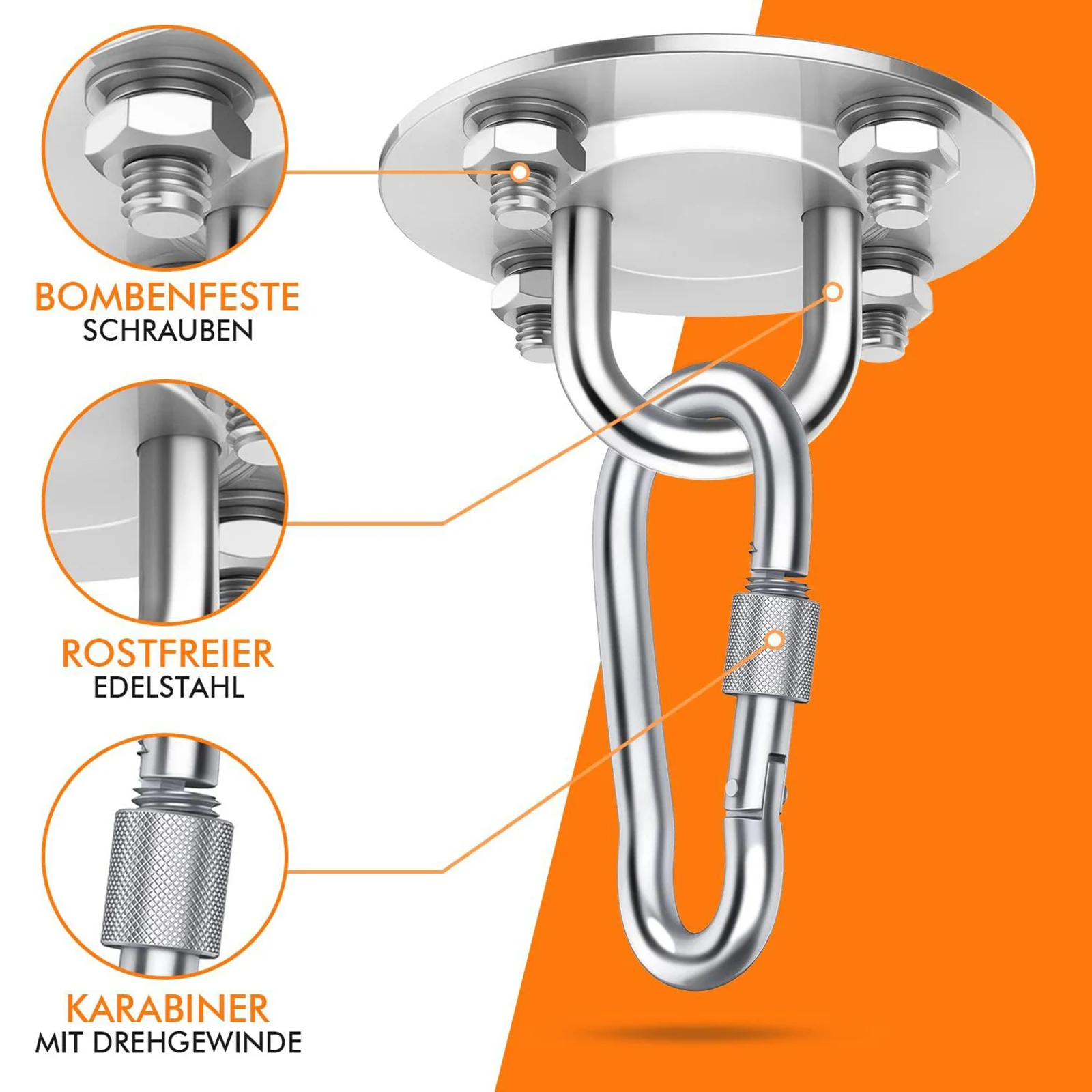 Heavy Duty Swing Hooks Stainless Steel Suspension Bracket Hammock Wall Mount Ceiling Hook Anchor Hanger For Yoga Gym Accessories