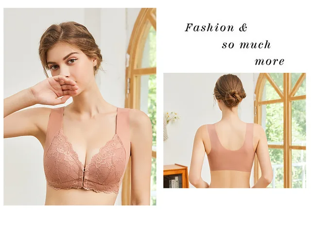 2024 Sexy Bras Front Button-up Seamless Bra Gathers Large Size Thin Bra  Sexy Lace Strapless Back Bra топ женский bras for women - AliExpress