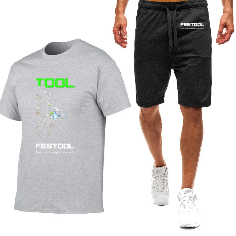 2023 Festool Summer New Men Nine Color Short-sleeved T-shirt Simple Casual Trendy Comfortable Custom Movement Suit