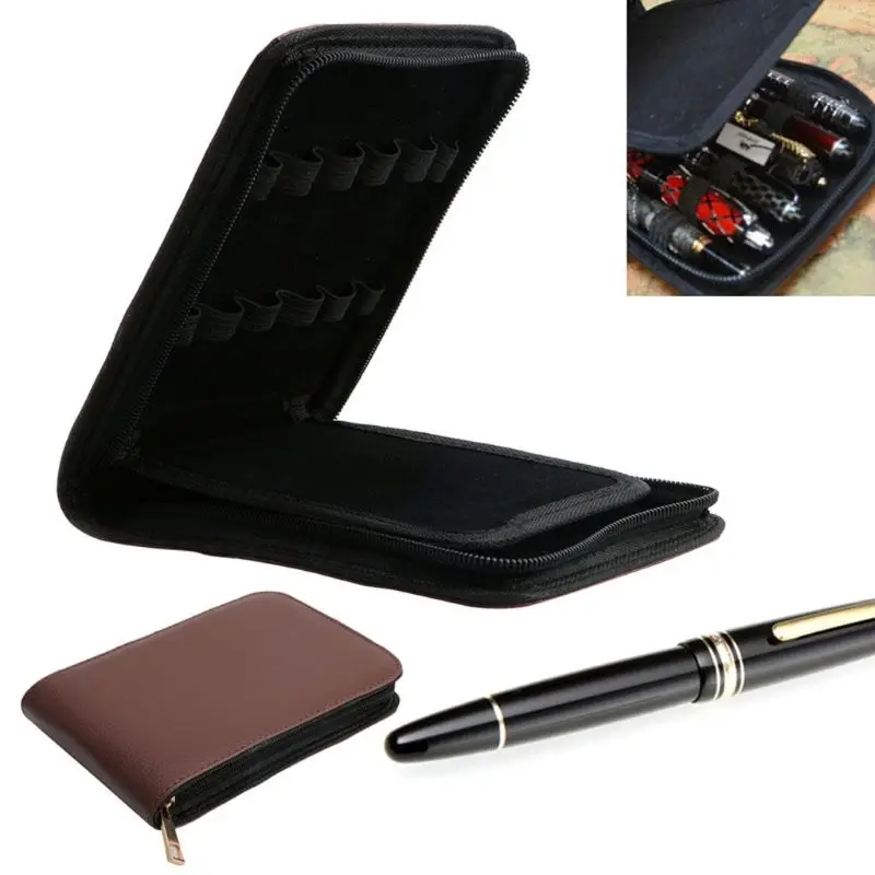 Pen Storage Bag 12 Pens Fountain Pen/Roller Pen Faux Leather Zipper Case Holder