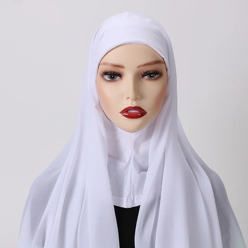 Шифоновая хиджаб для мусульманских женщин, 1 шт., мгновенный хиджаб, Иудейская женская шапка, шарф, модная повязка на голову, шаль, головная повязка, мягкий тюрбан хороший сшитый модальный хлопковый трикотаж хиджаб шарф длинная мусульманская шаль простой мягкий тюрбан повязка на голову для женщин м