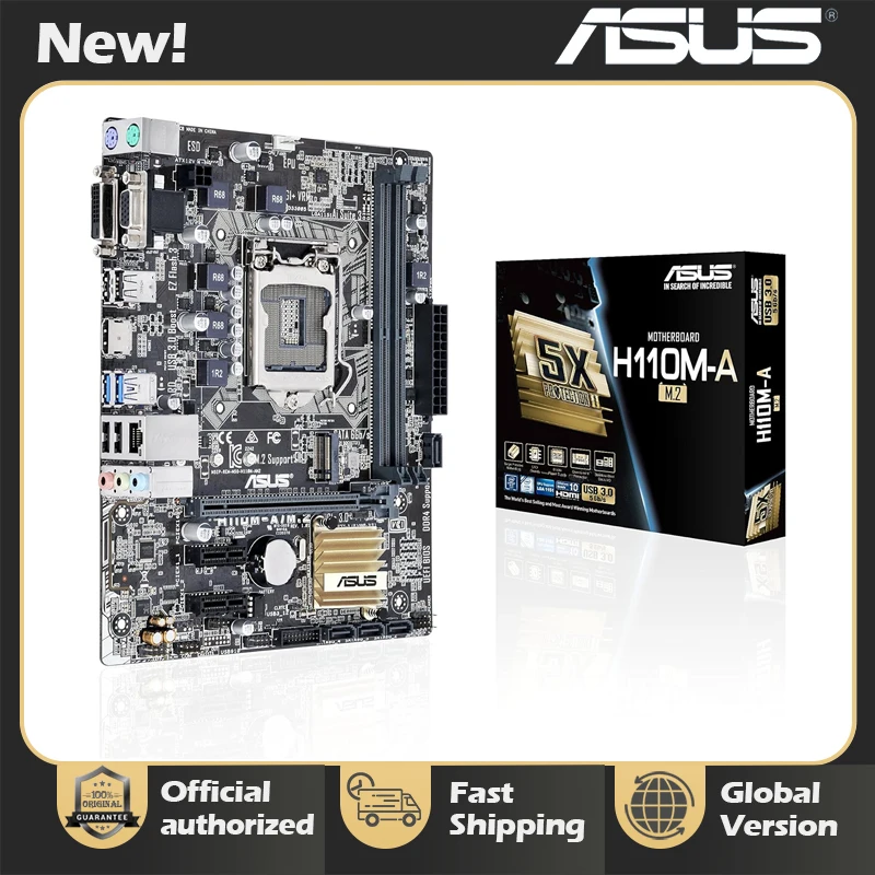 New Asus H110M-A/M.2 Motherboard Intel 14nm CPU 4*SATA III Intel H110 2*DDR4 DIMM LGA 1151 32G Micro ATX Motherboard