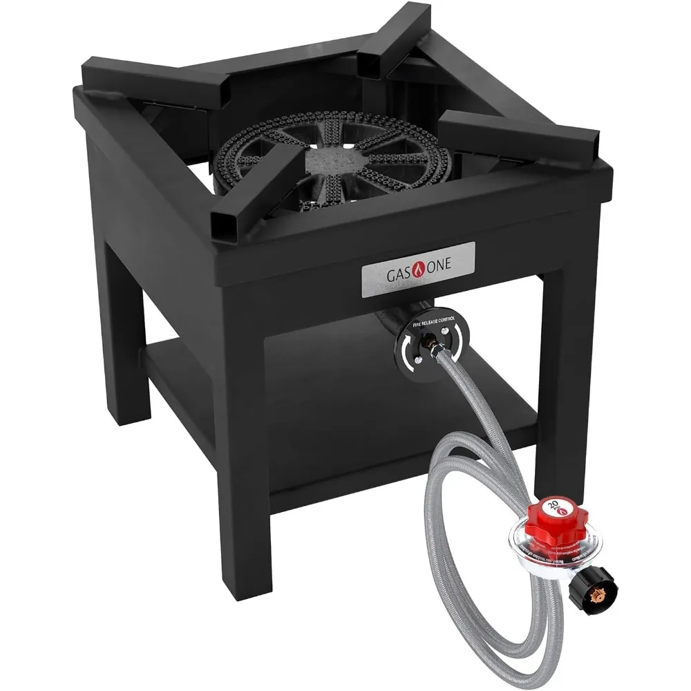 275,000 BTU Propane Burner Cooker Regulator Steel Braided Hose Outdoor Cooking Turkey Fry