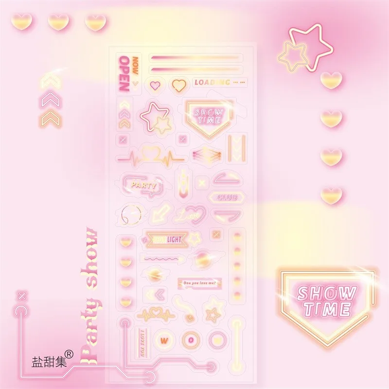 1pc Cyberpunk Series Transparent Sticker Sheet Y2K Futuristic Tech Style DIY Decal for Phone Case Laptop Craft Design (75x175mm)