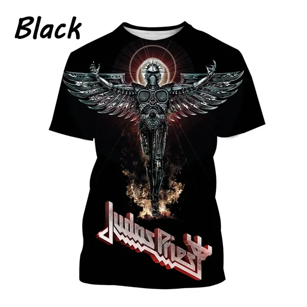 Men Short Sleeve Vintage T-shirt Metal Judas Priest Band 3D Print