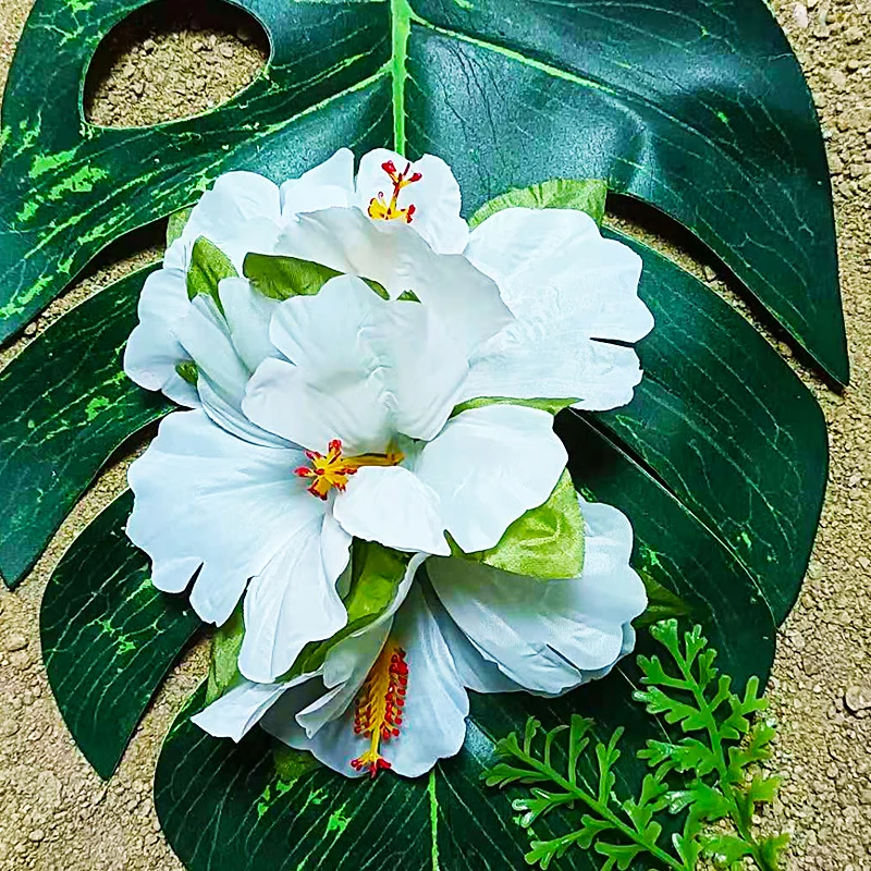 5 Bunte Hawaii-Blumen-Haarspangen – Künstlicher Hibiskus & Plumeria, Mit Clip, Für Strand & Party