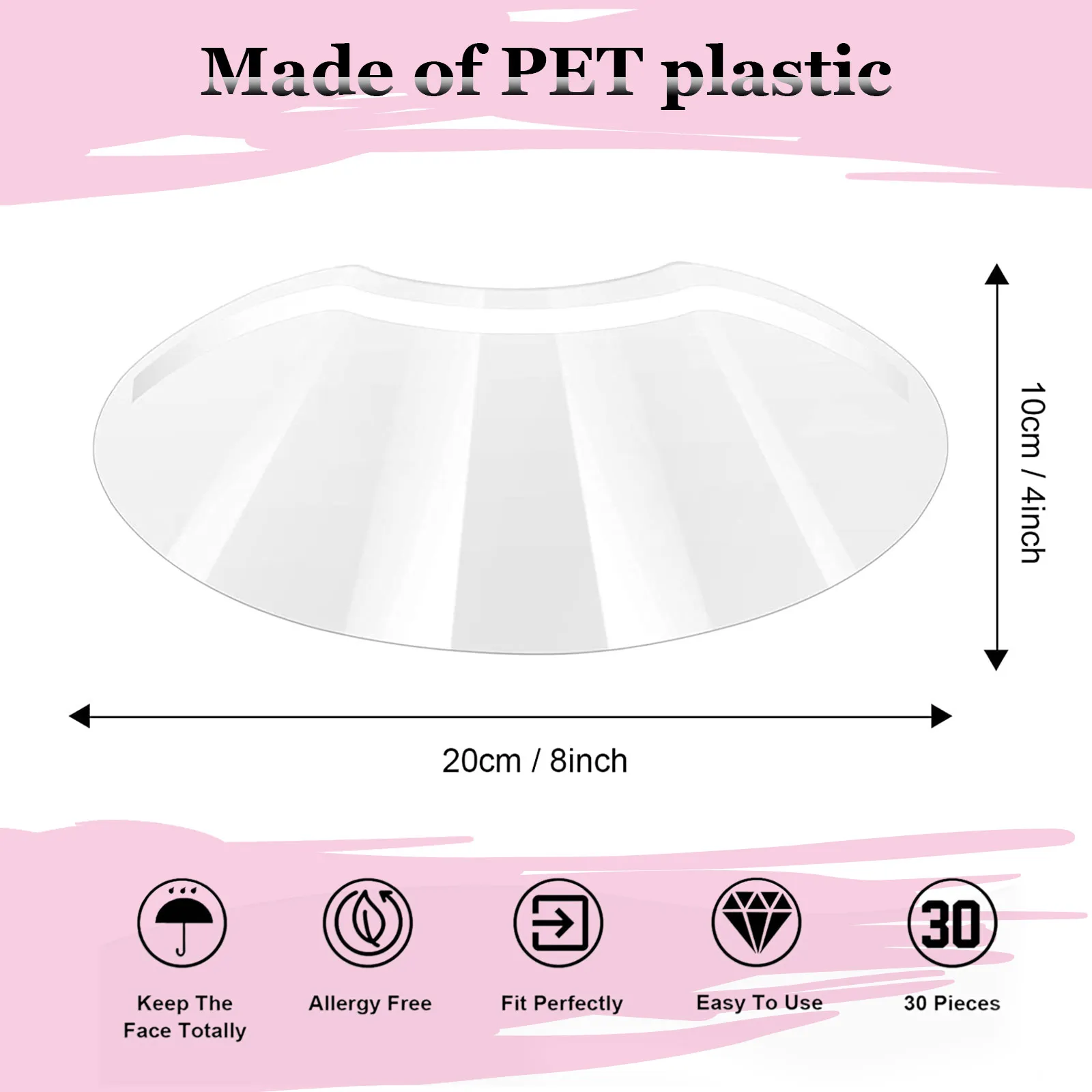 30pcs Professional Clear Forehead Shield Wear-resistant Face Goggles Lightweight Protective Guard Transparent Facial Visors 5