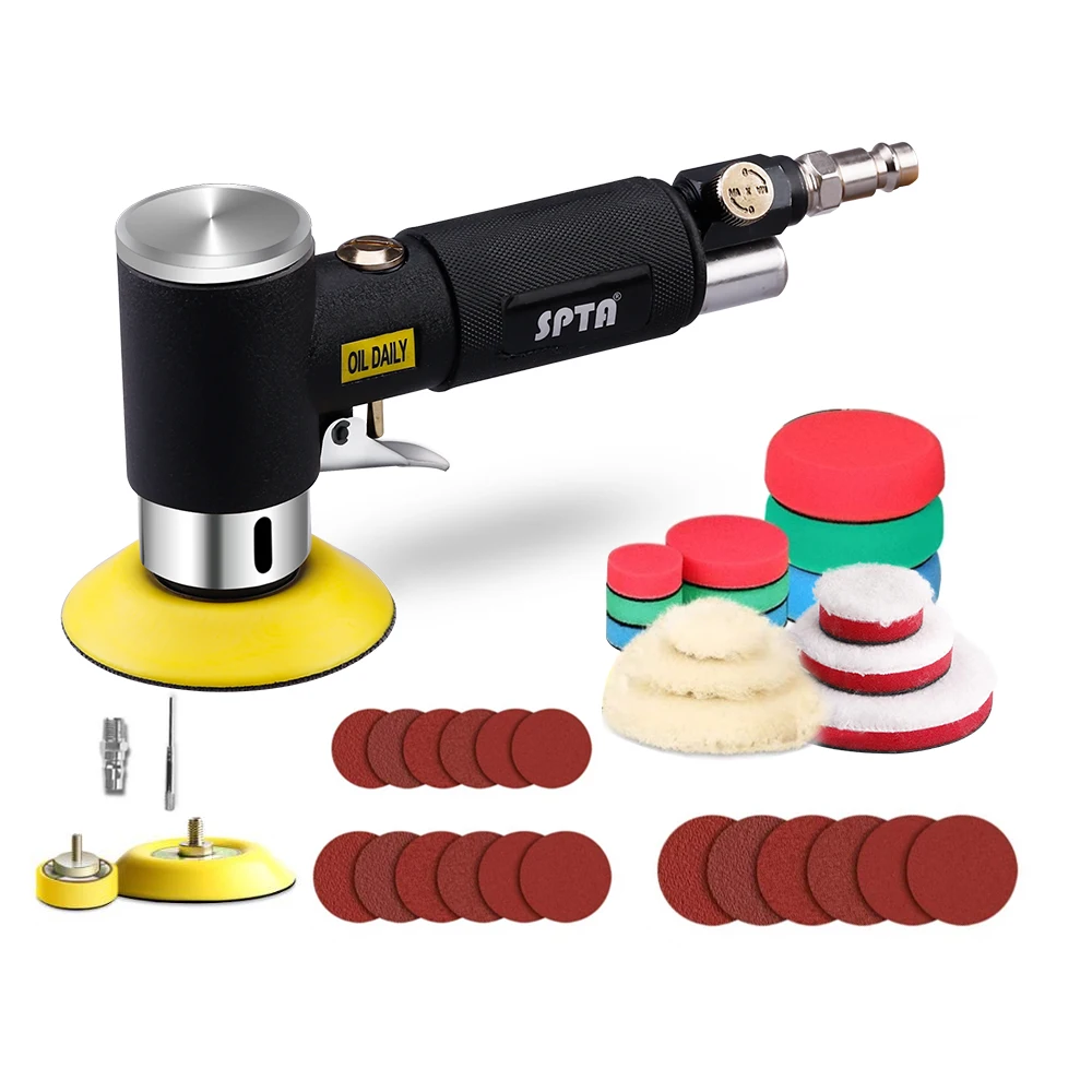 SPTA 1"/2"/3" Random Orbit Air Sander Machine Mini Pneumatic Polisher 15000RPM 3mm Orbit for Car Sanding ering Grinding