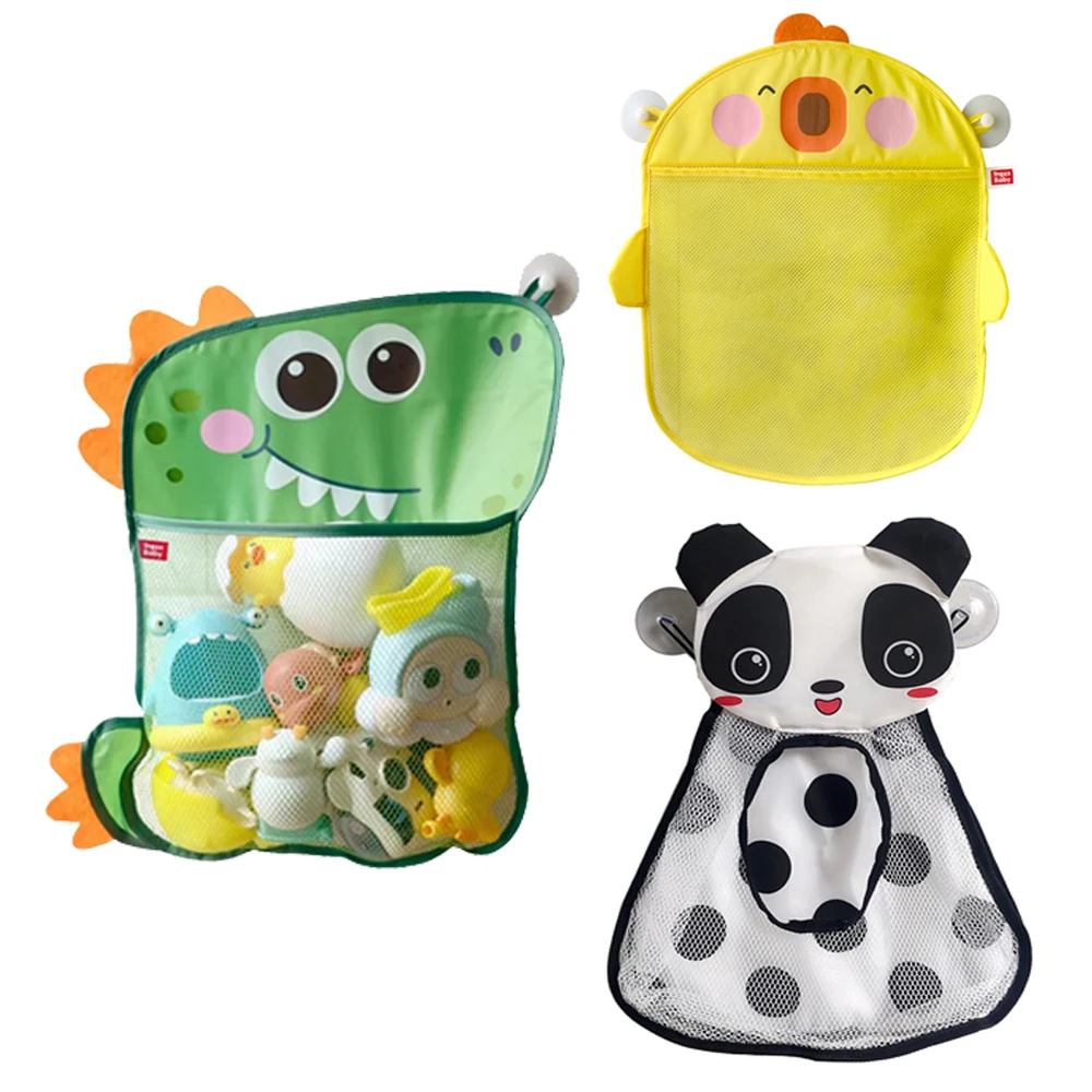

Baby Bath Toys Cute Duck Mesh Net Toy Storage Bag Strong With Suction Cups Bath Game Bag Bathroom Organizer Water Toys For Kids