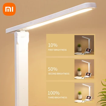 샤오미 LED 터치 접이식 테이블 램프, 침대 옆 독서 눈 보호 야간 램프, 휴대용 4000mAh 배터리, 조도 조절 책상 램프