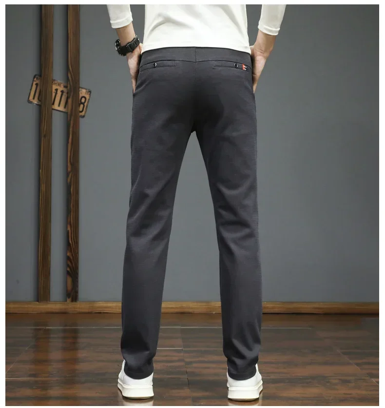 Frühling Herbst Neue männer Casual Hosen Koreanische Mode Stretch Gerade Slim Fit Hosen Hohe Qualität Jogginghose Einfarbig Männlich – Detail 10