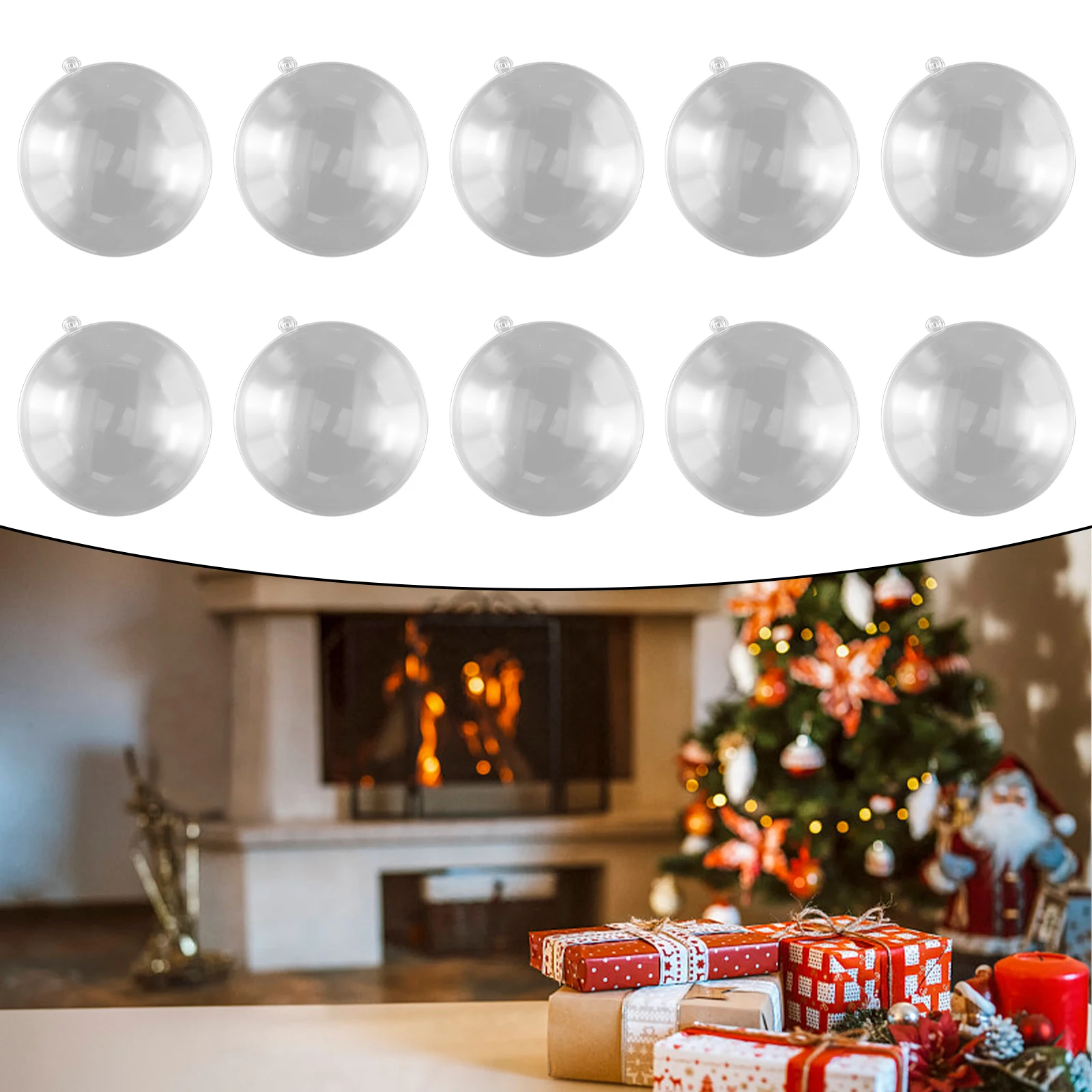 

10pcs 7-11cm Plastic Clear Flat Ball For Home Decor Wedding Candy Christmas Gifts Box Christmas Tree