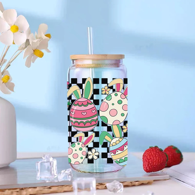 UV DTF Transfer Easter Theme For The 16oz Libbey Glasses Wraps Cup Can DIY Waterproof Easy To Use Decals D30483