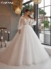 Modest O-neck Long Sleeve Wedding Dress Sparkly Sequin Bead Bride Robe Elegant A-line Long Bridal Gown Customized Robe De Mariée 1