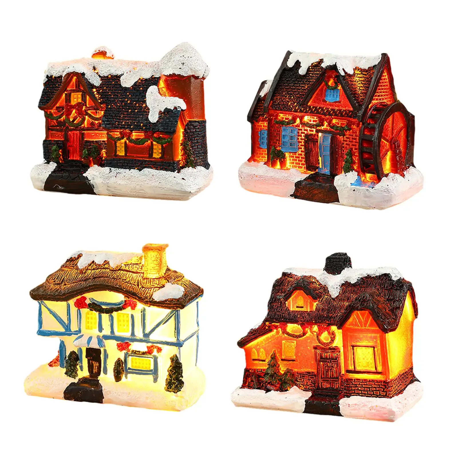 

Рождественский Снежный домик с теплым оформлением, детский подарок на Рождество, мини светящаяся деревянная кабина для рабочего стола, украшения для дома, рождественские праздники