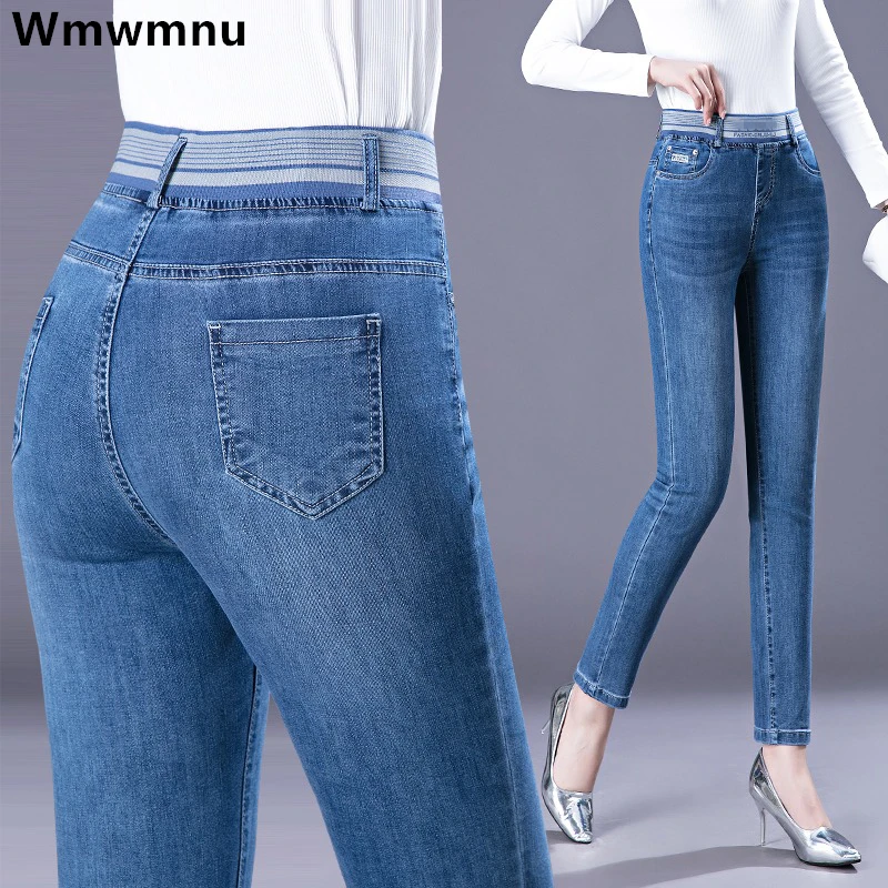 811622-97de83.jpg Mother Pencil Jeans Women Casual Elastic High Waist Skinny Denim Pants Big Size 36 Retro Stretch Vaqueros Korean Elegant Jeansy - Image 1