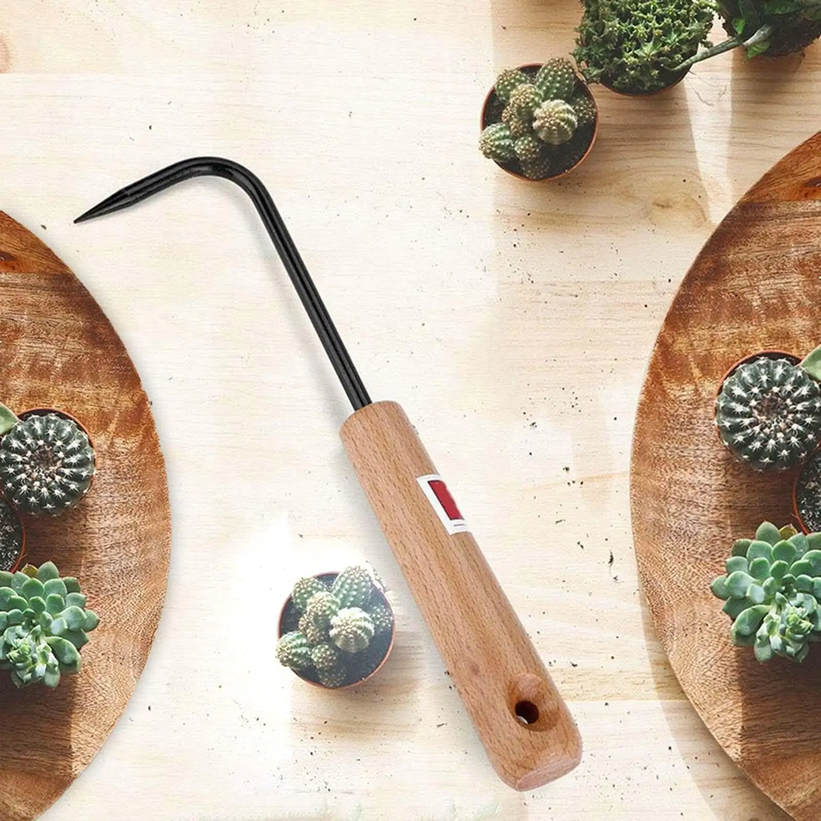 Root Hook Sturdy with Ergonomic Wooden Handle Gardening Tool Root Pick Repotting Tool Japanese Garden for Garden Bonsai Pot