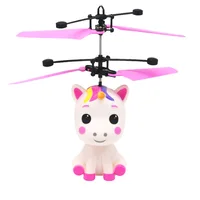 1 Pc Induction Unicorn Helicopter Toy Suspended Children's Induction Aircraft Toy Rechargeable Birthday Gift 1