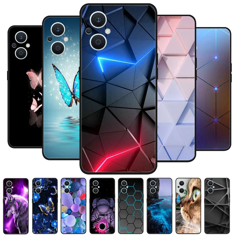 Custodia Per Oppo Reno 8 Lite 5G Con Glitter – Morbida Al Tattoo, Colore Viola, Antiurto