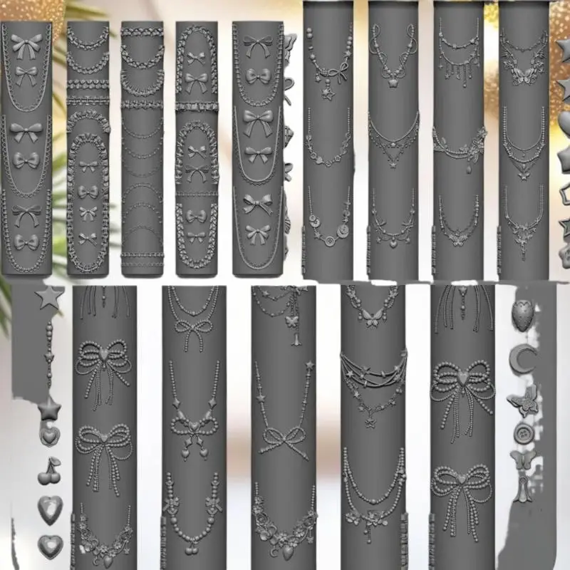 **1PcDragons Bone 3D 실리콘 네일 몰드 플라워 보우낫 스타 체인 네일 템플릿 DIY 네일 아트 장식 매니큐어 디자인 도구