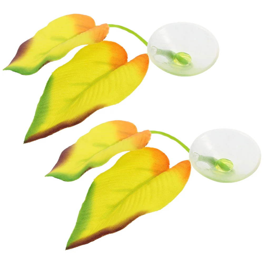 

2 Pcs Fish Rest Hammock Ornament Betta Supplies Leaf Suction Cup Tank Artificial Pad Silica Gel