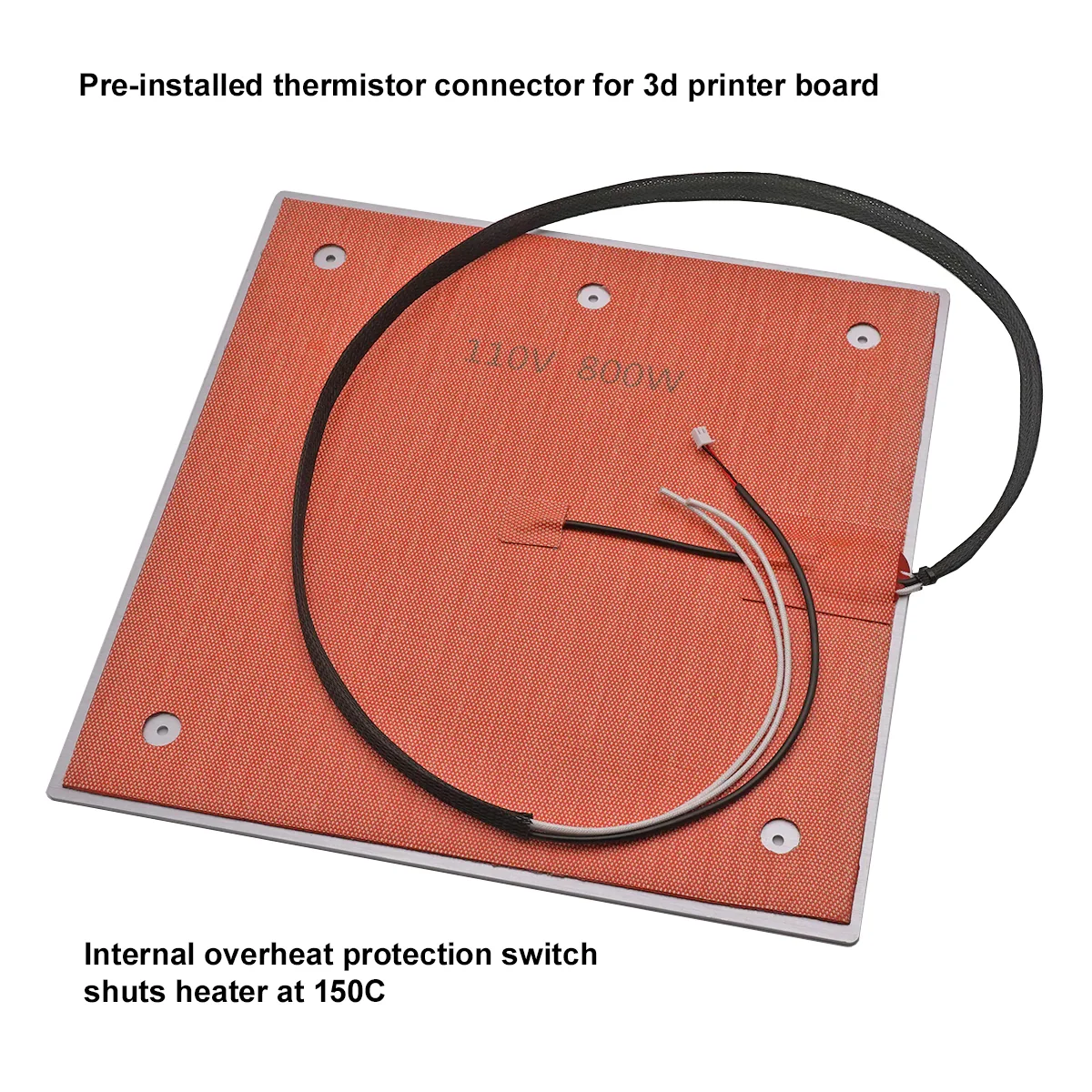 310x310mm110v800wSiliconeHeatedBedw100KThermistorAdhesivebackUpgradeForCreality