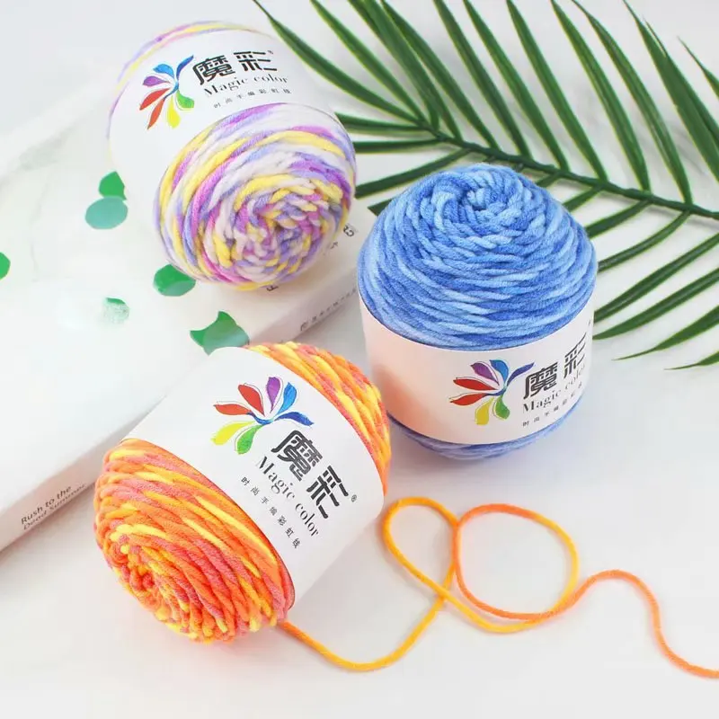 

Rainbow Cotton Handmade Crochet Thread, DIY Sweater, Scarf Thread, Lover Cotton Wool Ball, 5Pcs