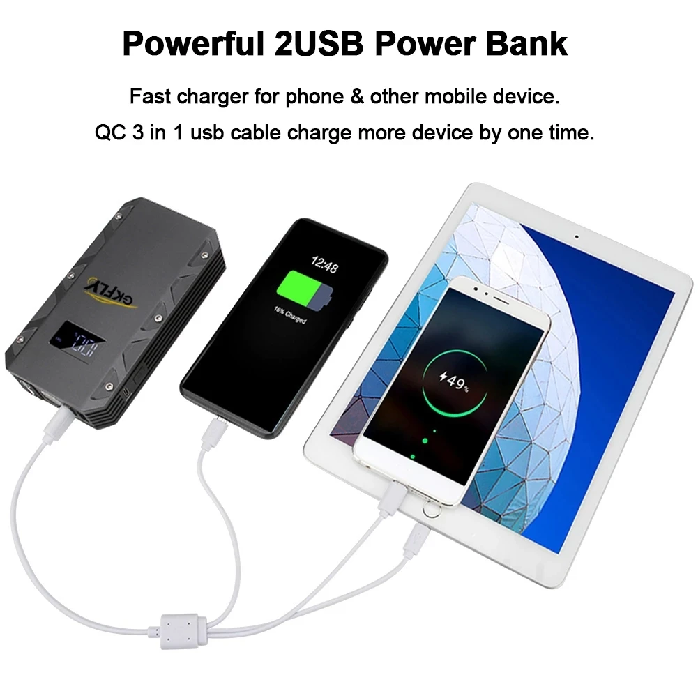 GKFLY Car Jump Starter 18000mAh 1500A 12V Starting Device Power Bank Car Battery Booster Charger For Petrol Diesel Starter car jump starter,jump starter,car battery charger