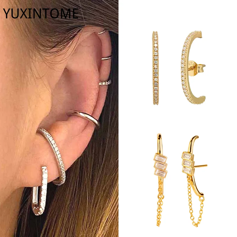 Sterling Silver Stud Earrings 925 Sterling Silver Needle Minimalist Crystal Stud Earrings for Women Piercing Earring Party Luxury Jewelry Fine Accessories