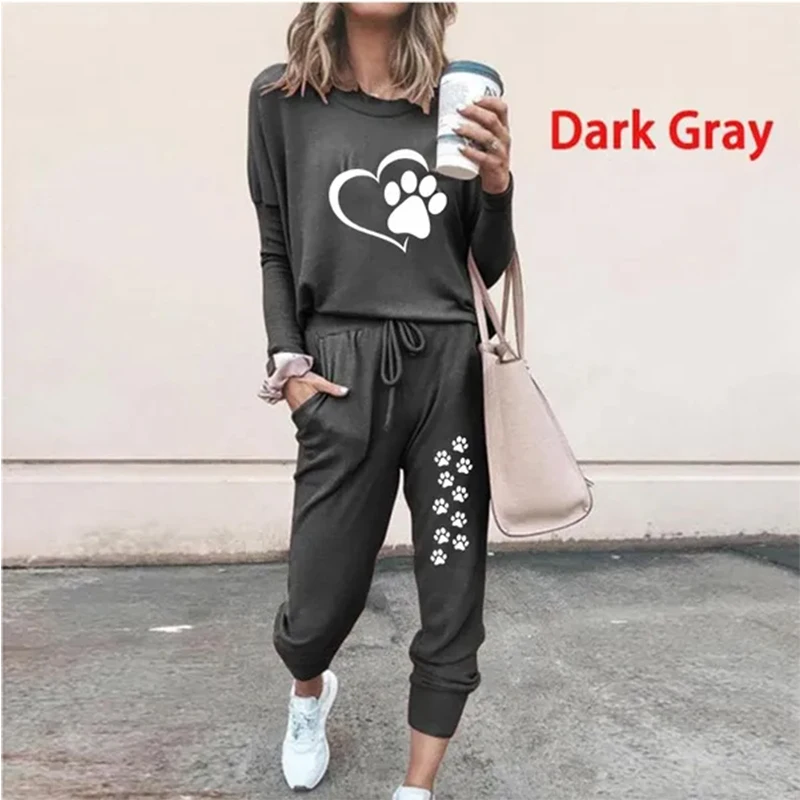 Women Casual Tracksuits 2 Pieces Sports Outfits Long Sleeve Tops Slim Fit Long Pants Sweatsuits Jogging Suit S-2XL