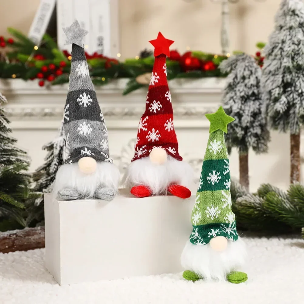 LED Light-Up Plush Christmas Gnome Ornament - Festive Knitted Holiday Decor and Gift