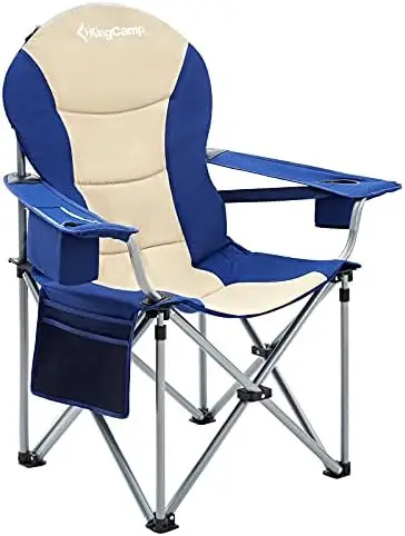 

Camping Chair Portable Padded Outdoor Chair with Lumbar Back Support, Heavy-Duty with Cooler Bag & Cup Holder & Side Po