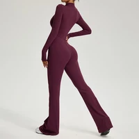 TRY TO BN Women's Fitness Jumpsuit Long Sleeve Zipper High Strength Yoga Bodysuit For Gym Workout Sportswear One Piece Clothing - Image 6