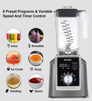 BioloMix Digital BPA FREE 2L Automatic Professional Blender, Juicer Food Processor Ice Smoothies Fruit, FREE GIFT 600ml dry jar 5