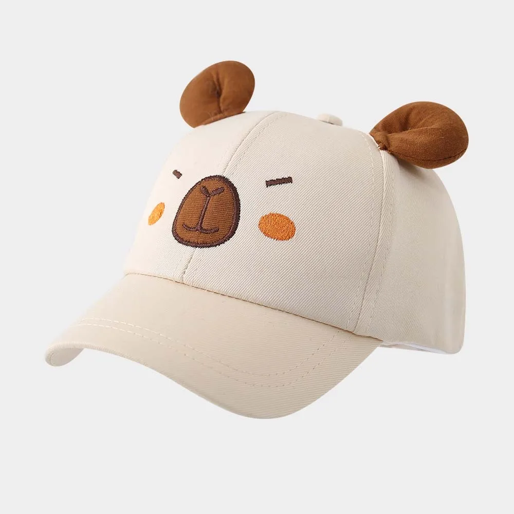 Trendy Breathable Capybara Peaked Cap Cotton Thin Children Baseball Hat Cartoon Polyester Baby Sunscreen Hat Spring