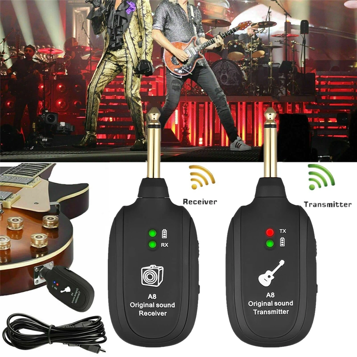 Wireless Guitar Transmitter Receiver Built in 4 Channels For Electric Guitar Bass Violin