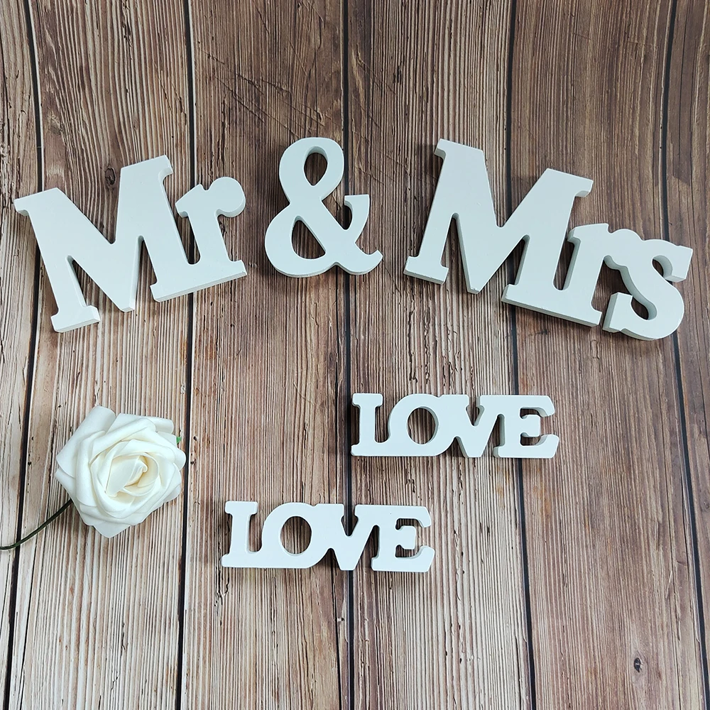 Alnicov Mr And Mrs - Letras De Madera, Diseño De Mr & Mrs, Color Dorado