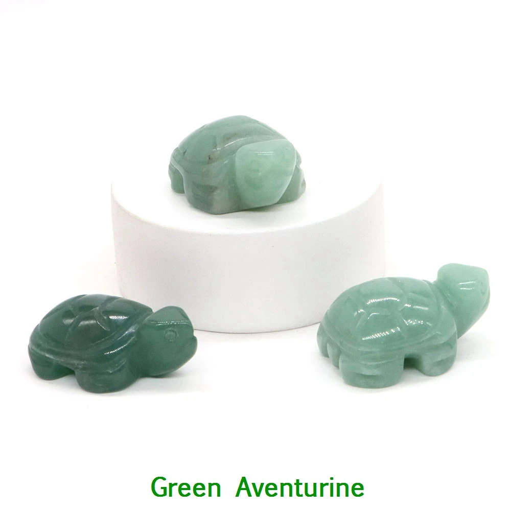 1.2" Mini Natural Crystal Stone Turtle Statue Reiki Healing Tortoise Figurine Amulet Fengshui Sculpture for Home Office Decor