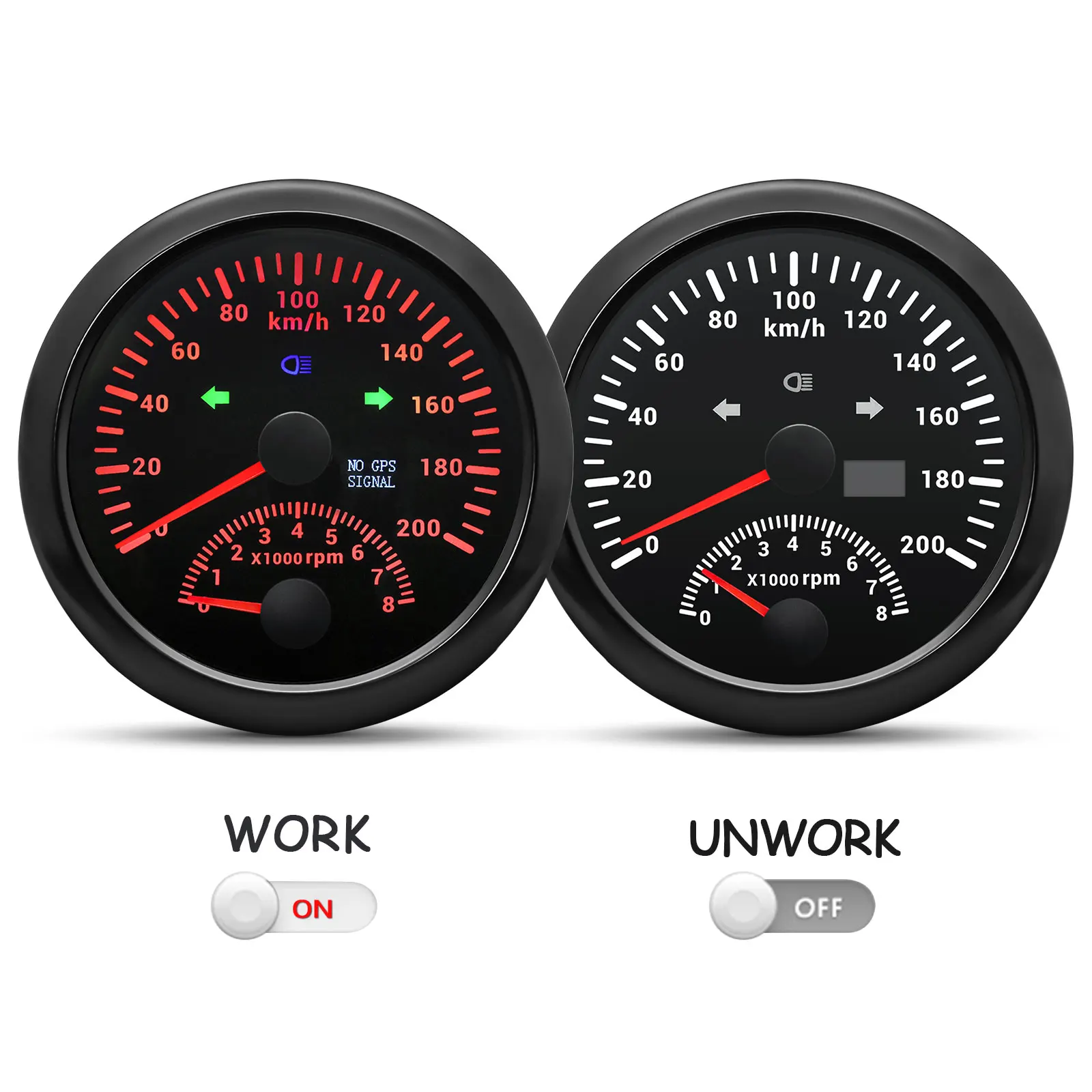 120KMH 200KMH GPS Speedometer Gauge + Tachometer 8000 RPM 85mm Dual Gauge Odometer GPS Antenna Turn Light Auto Yacht 9-32V speed meter,speed gauges,engine tachometer hour meter