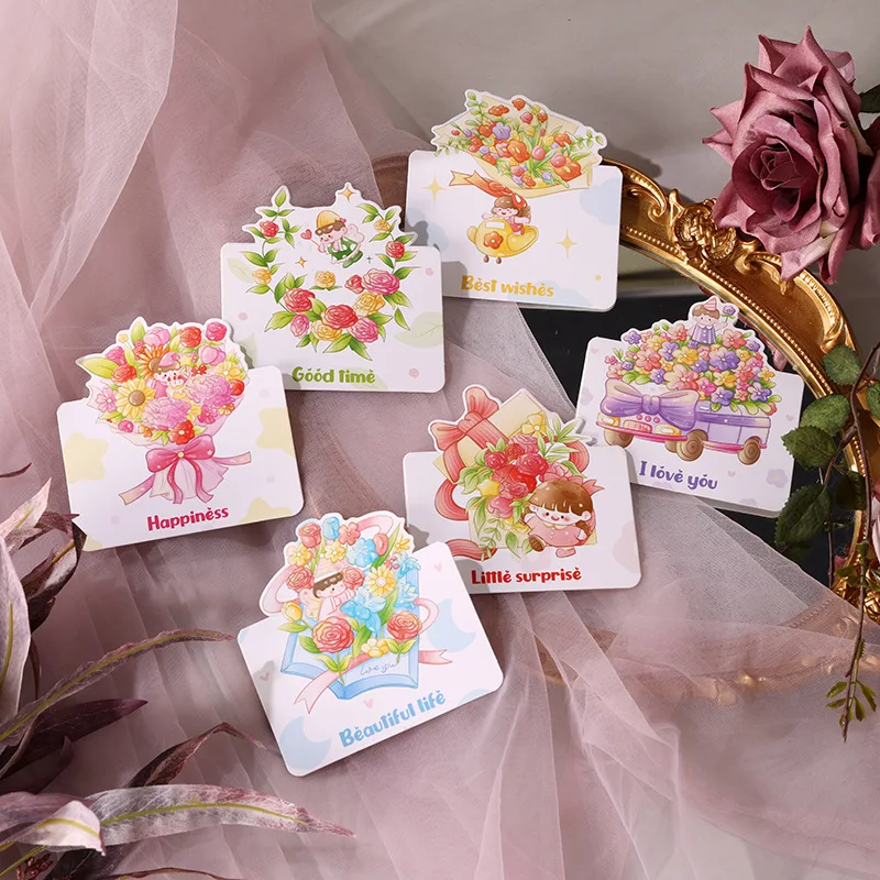 

10PCS Cards Bouquet Valentines Day Gift Love Postcard Wedding Invitation Greeting Cards Anniversary Valentines Day Gift Card
