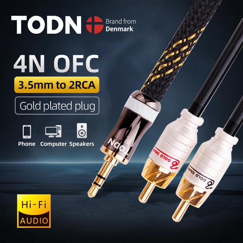 Canare Rca Cable Hifi Stereo Cavo Audio Da 3.5Mm A 2Rca Aux Rca Jack 3.5 Y Splitter Per Amplificatori Audio Cavo Home Theater Rca
