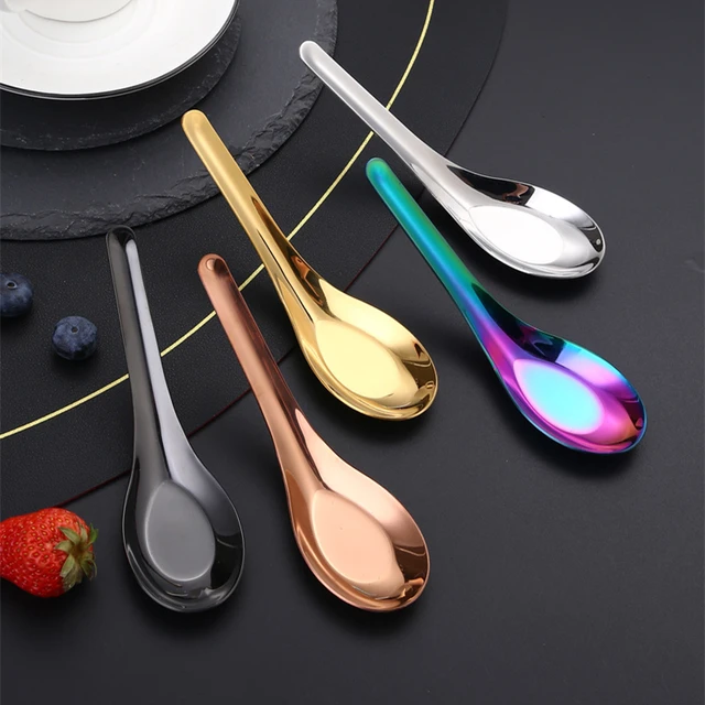 304 Stainless Steel Thickened Soup Spoon Flat Bottom Large