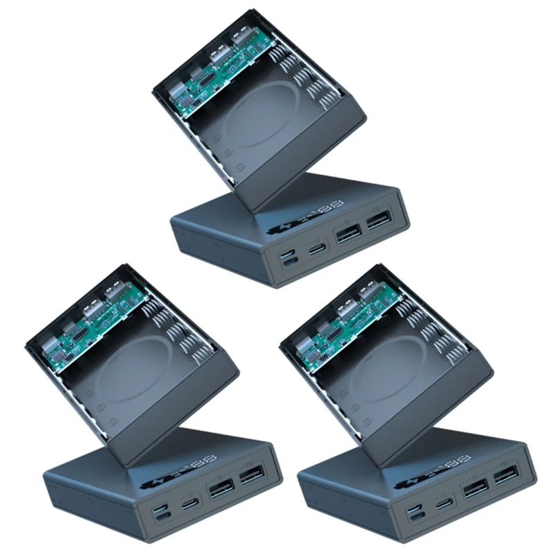 3 Pz 5X18650 Mobile Power Box Staccabile 18650 Portabatteria Scatola Di Ricarica Ricarica Qc 3.0 Pd Fai Da Te Shell-6