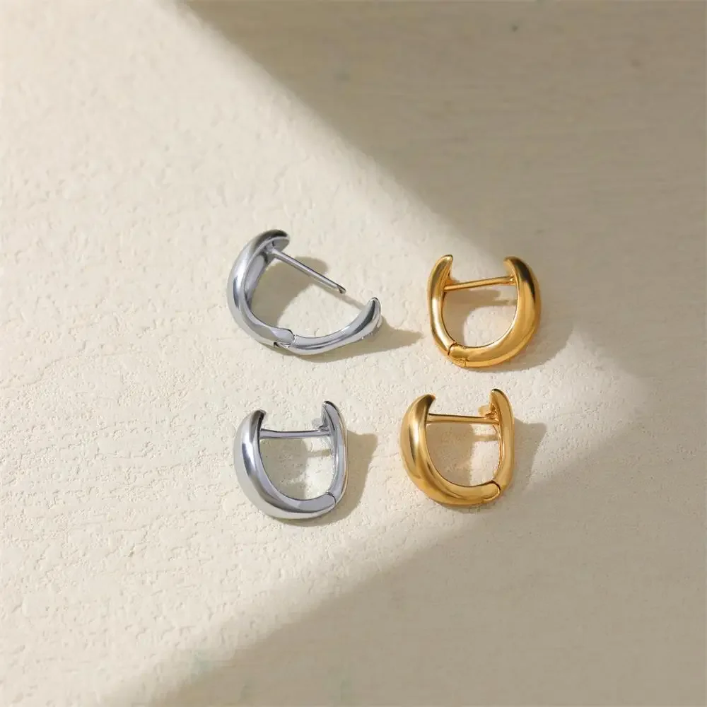 Chubby Dome Small Hoop Earrings for Women Polished Waterproof 18K Gold Plated Lightweight Huggie Ear Buckle Charm Jewelry Bijoux