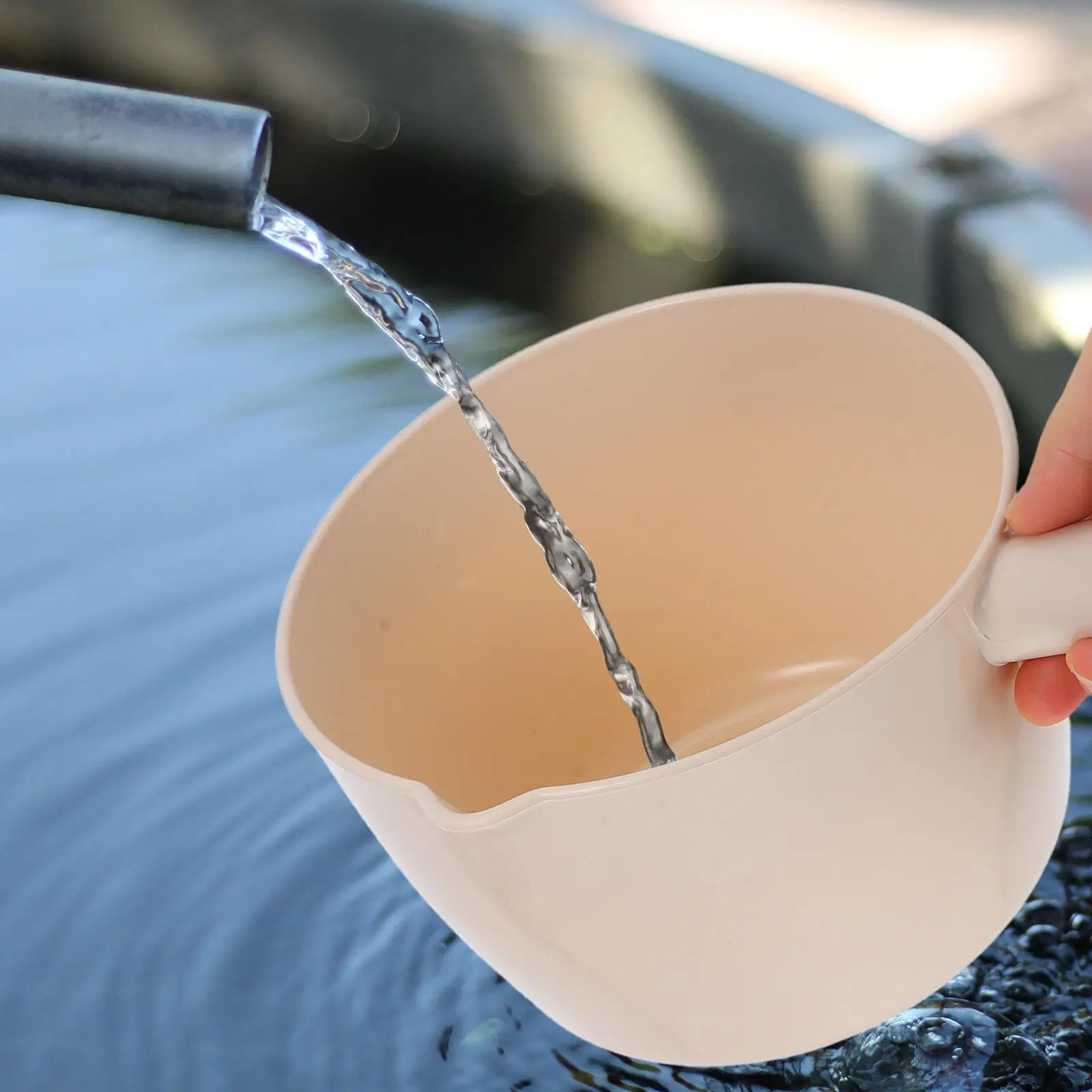 2 Pcs Water Scoop Ladle Plastic Home Kitchen Japanese Style Blue Small Beige PP Large Capacity For Flower Vegetable