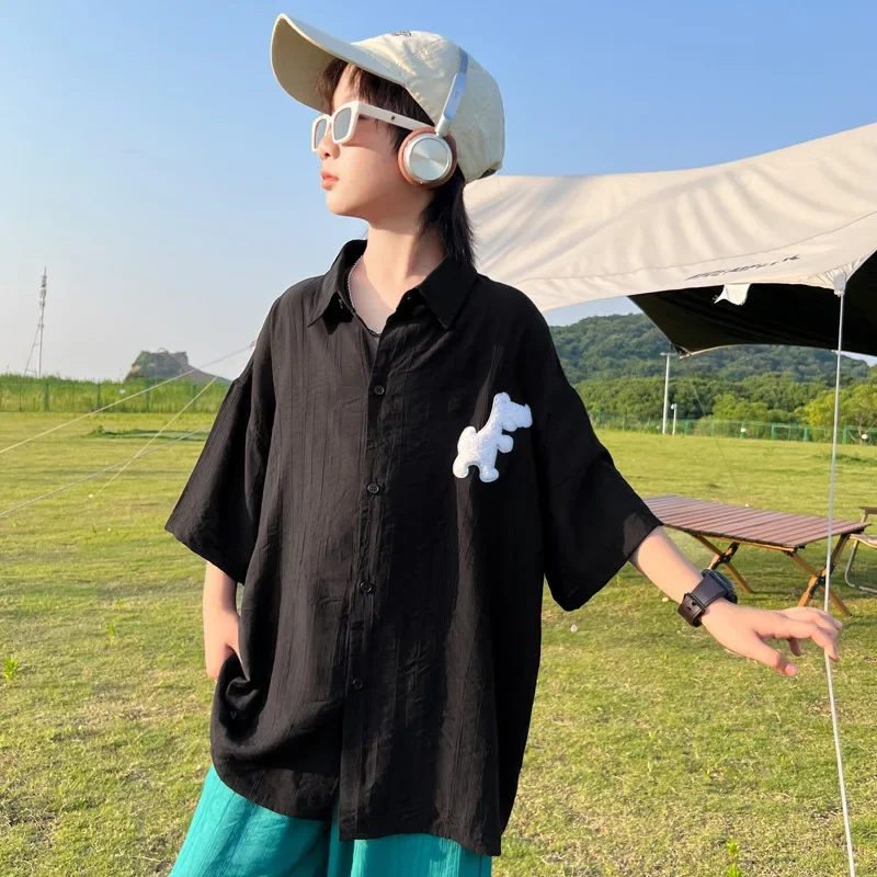 Cool Casual Short Sleeve Shirt for Boys Summer Fashionable Children's Clothing from Mainland China AE Stock
