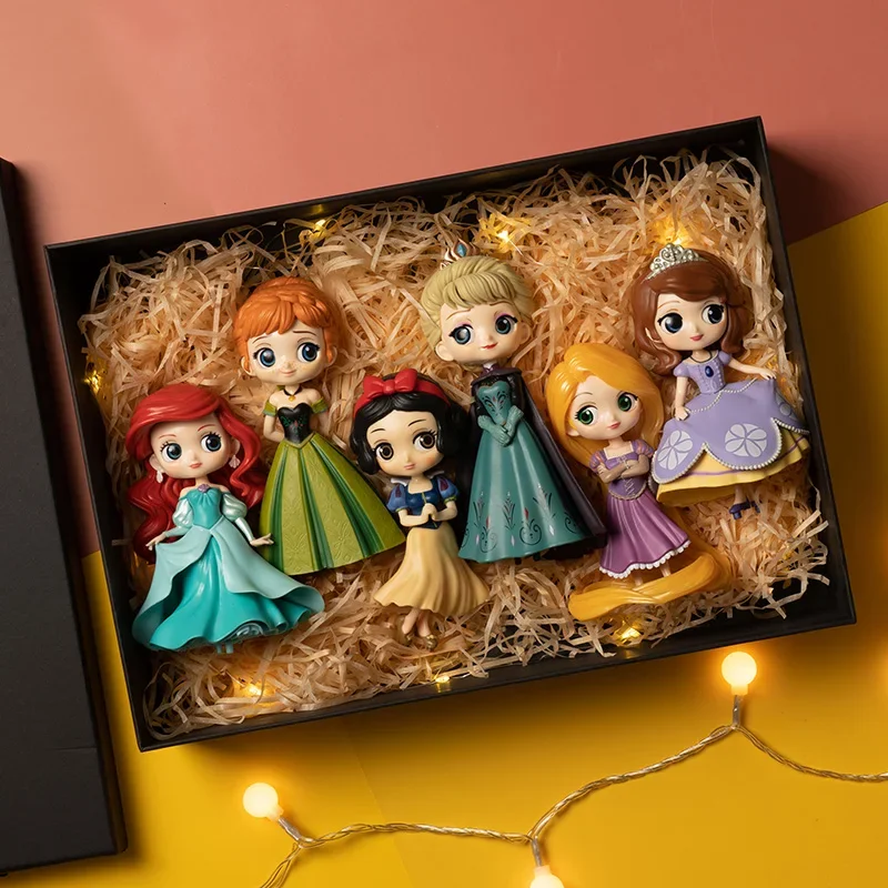 

Disney Kawaii Figurine Snow White Frozen Elsa Mermaid Gift Set Sophia Set Elsa Hand Toys Decoration Collection Gift For Gilrs