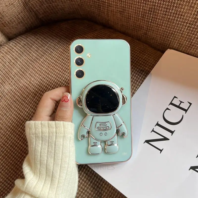 Astronaut Holder Luxury Plating Silicone Stand Case