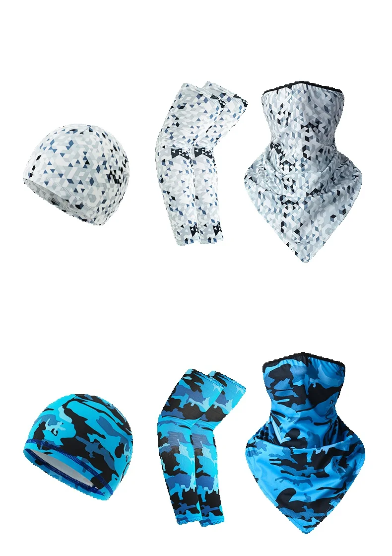 Nuevo gorro de ciclismo con protección solar para exteriores, bufanda triangular de seda con orejas colgantes, funda de hielo para deportes de bicicleta, combinación de tres piezas_voghion.com